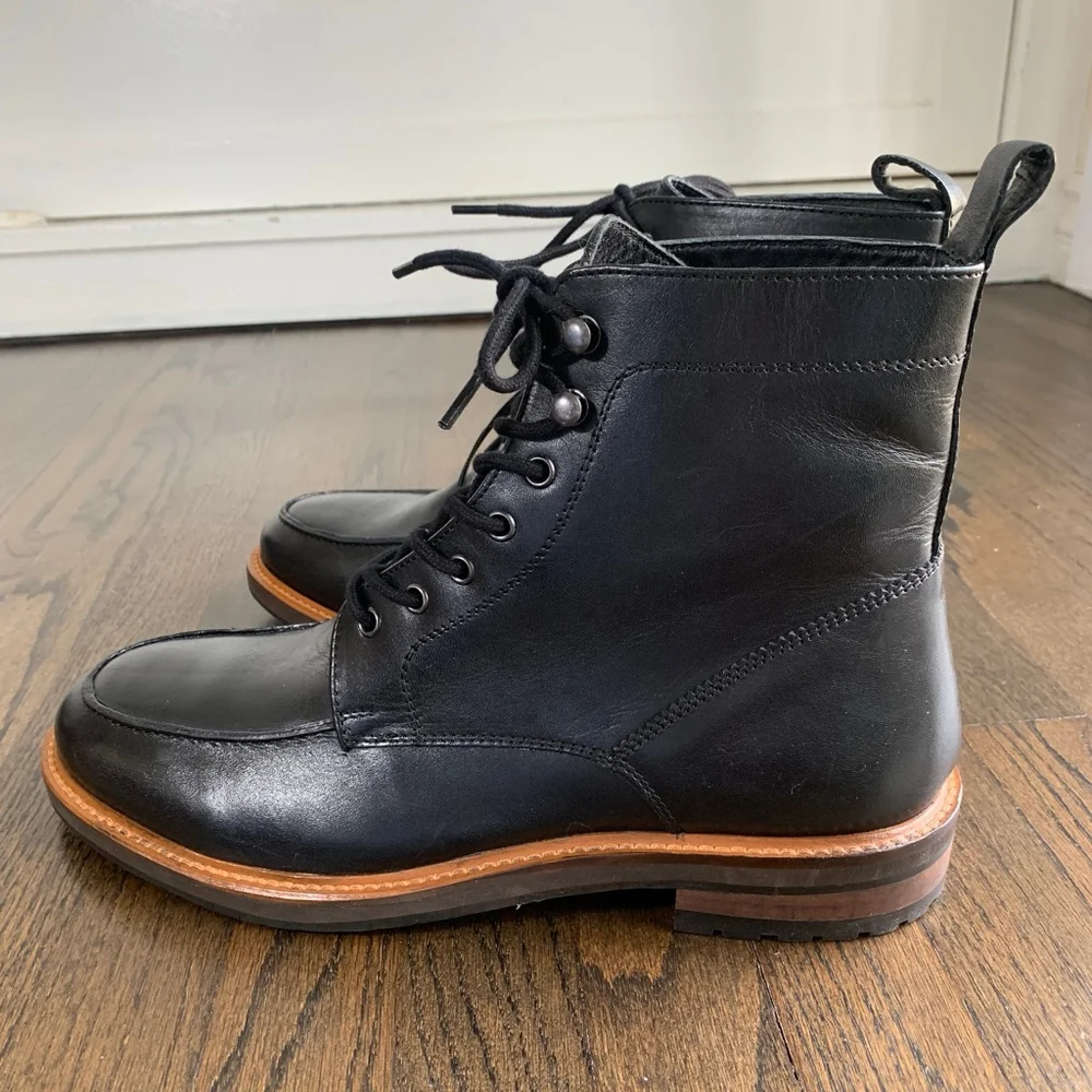 Express Mens Chukka Boots Size 10 New Black Leather Lace Up Hiker Ankle Casual